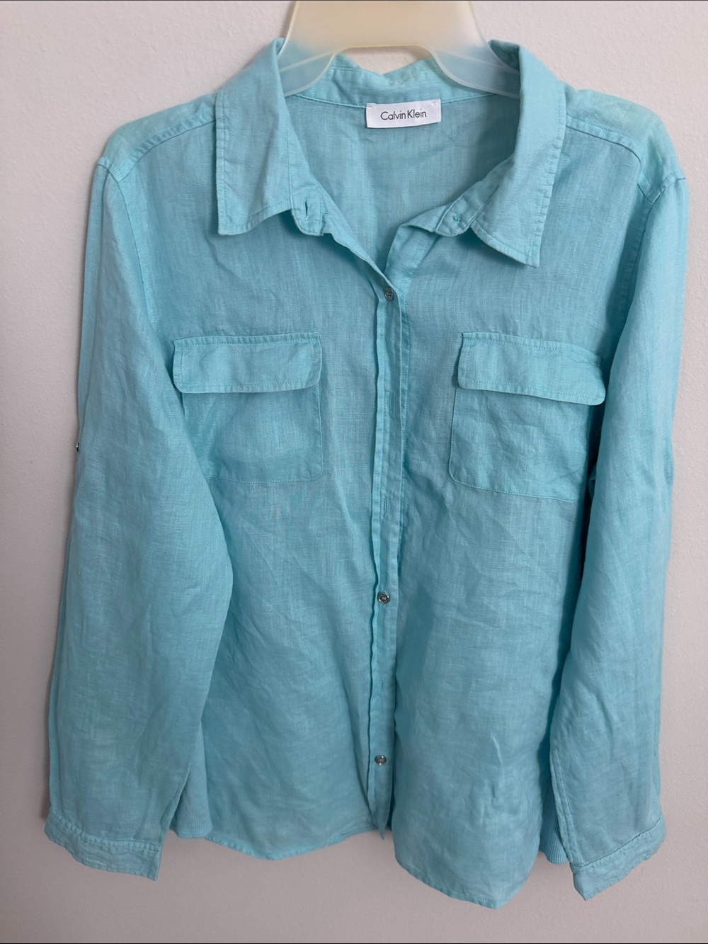 Calvin Klein Aqua Button-Down Shirt